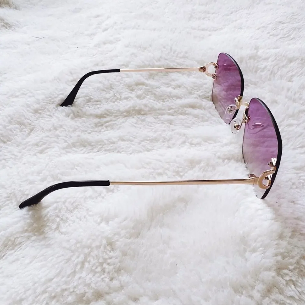 Laurel Clear Purple Rimless Sleek Sunglasses